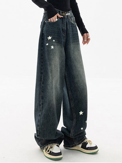 Star Print Baggy Boyfriend Jeans