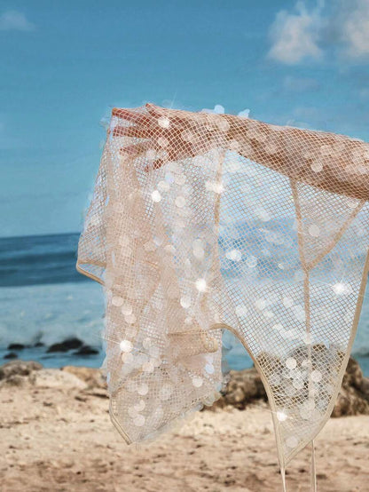 Aura Sequin Mesh Halter Beach Dress