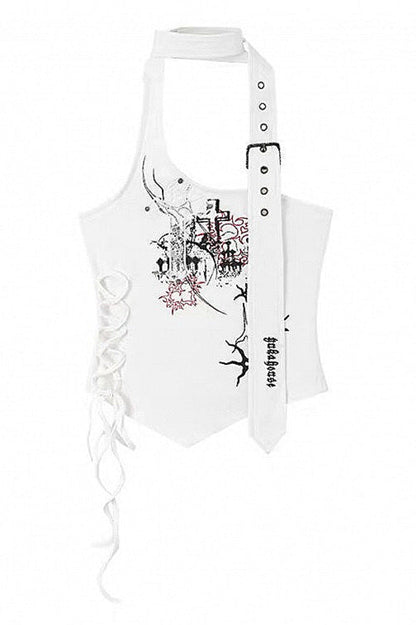 Y2K Halter Camisole Off-Shoulder Tank Top