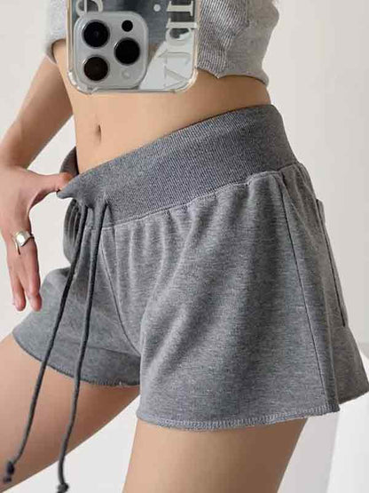 Solid Color Drawstring Shorts