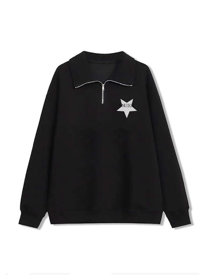 Vintage Star Print Half Zip Sweatshirt