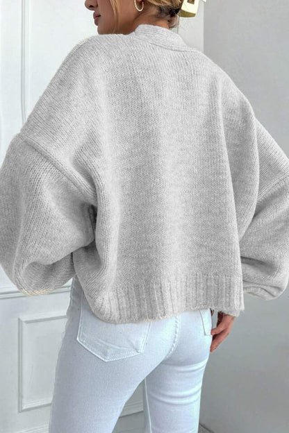 Marled V Neck Bell Sleeve Cardigan