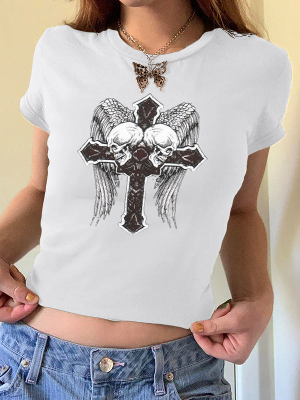 Vintage Wings Cross Hand Printed Tee