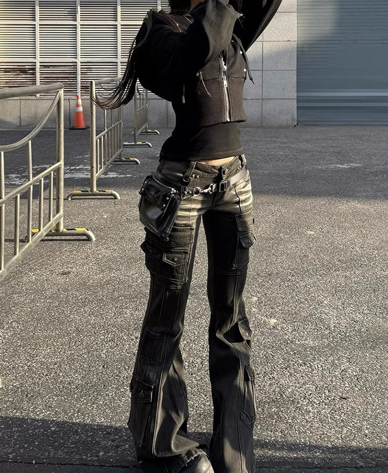 Distressed Stretch Bootcut Pants