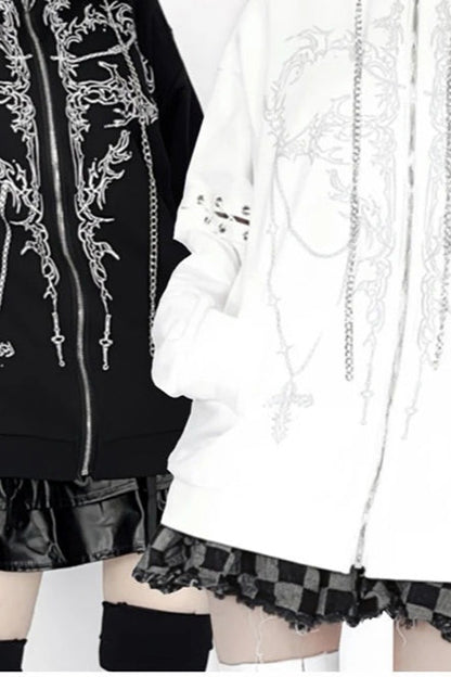 Harajuku Cross Lace-up Splicing Hoodie