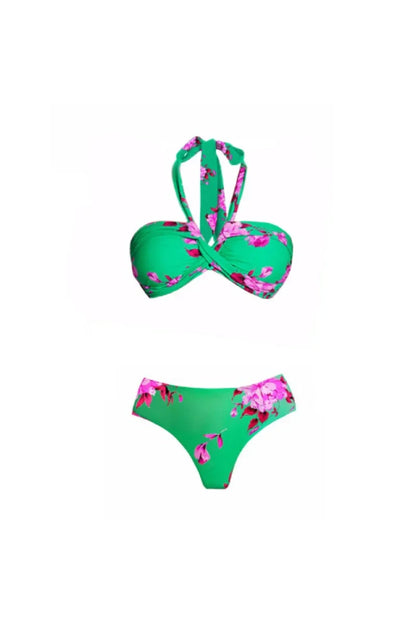 Conjunto de bikini sexy con estampado de cuello halter