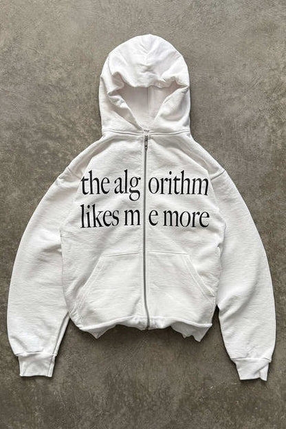 Chic Color Block Fun Letter Print Hoodie