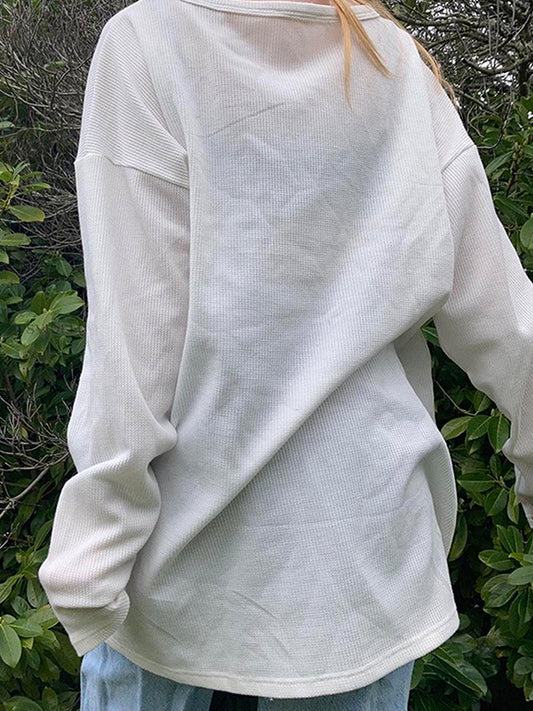 Heart Print Baggy Oversized Long Sleeve Tee