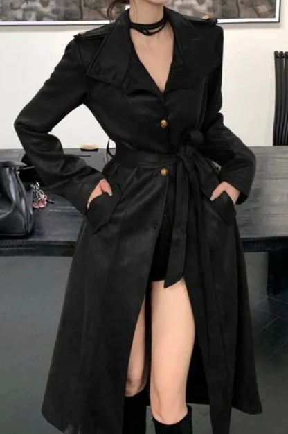 Gothic Punk Black Leather Biker Coat