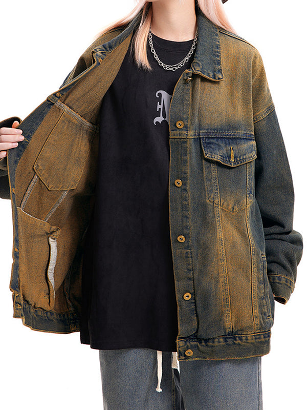 Ombre Washed Loose Denim Jacket