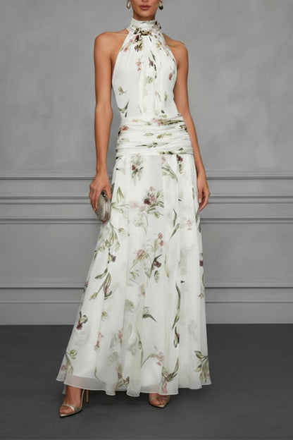 Aria Ruched Halter Floral Dress