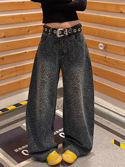Gradient Leopard Print Boyfriend Jeans