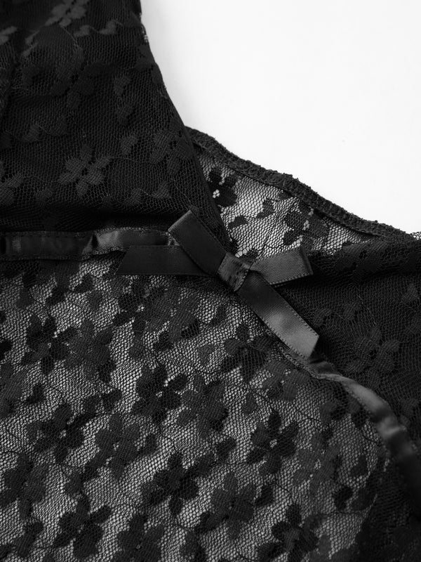 V Neck Lace Top Wrap Hip Two Piece