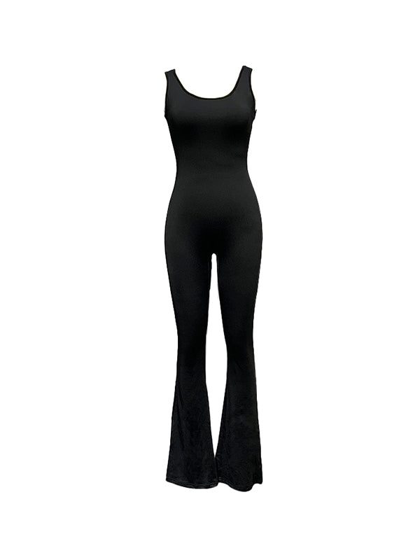 Solid Cutout Backless Jumpsuit