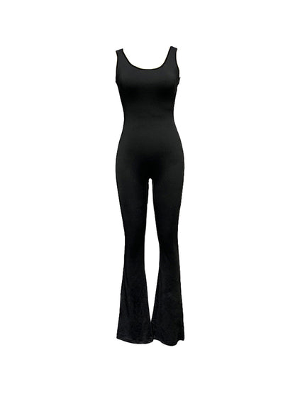 Solid Cutout Backless Jumpsuit