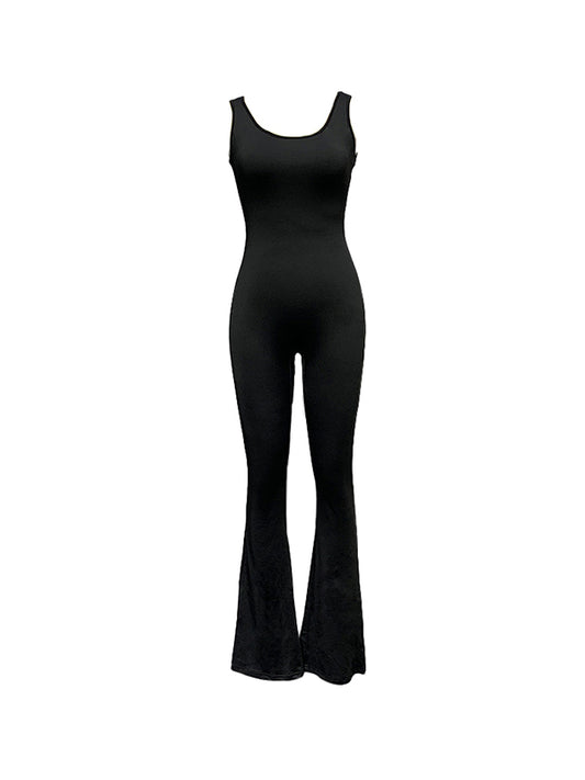 Solid Cutout Backless Jumpsuit