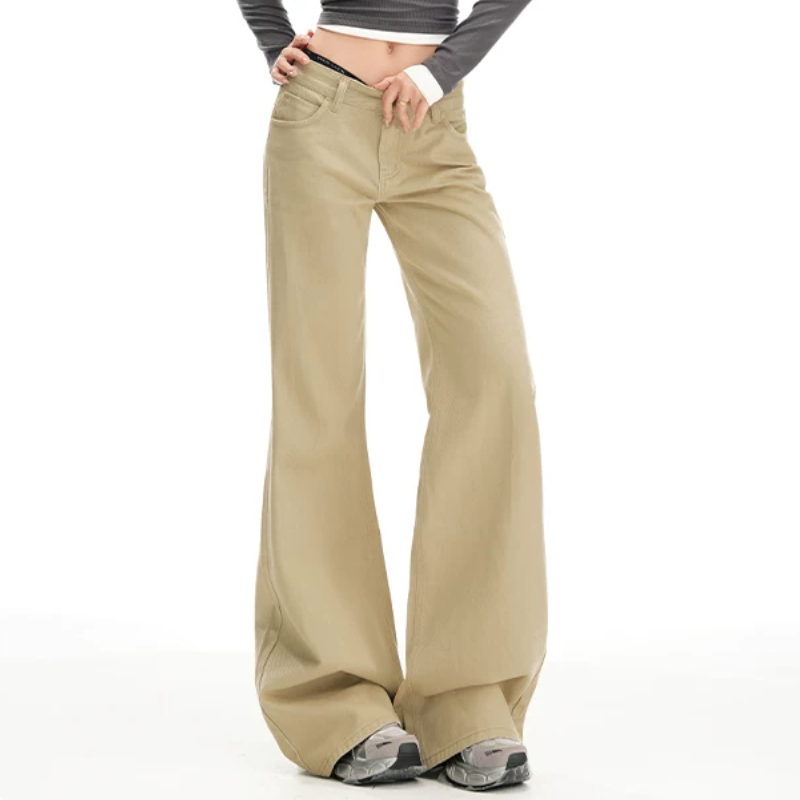 Solid button pocket zip-up low rise jeans | Baggy Low Rise Jeans  | Festival Outfits Women