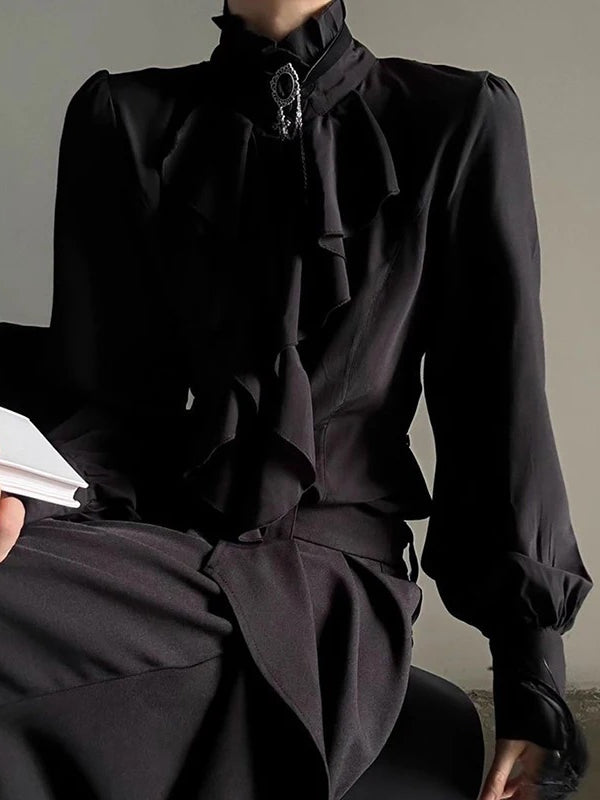 Gothic Ruffled Chiffon Blouse