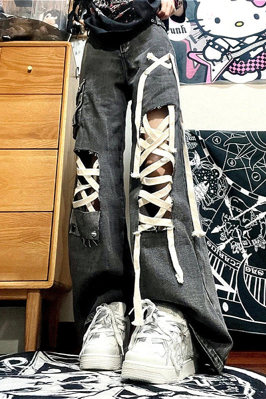 Punk Street Distressed Denim Pants