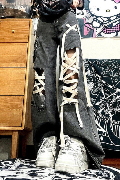 Punk Street Distressed Denim Pants