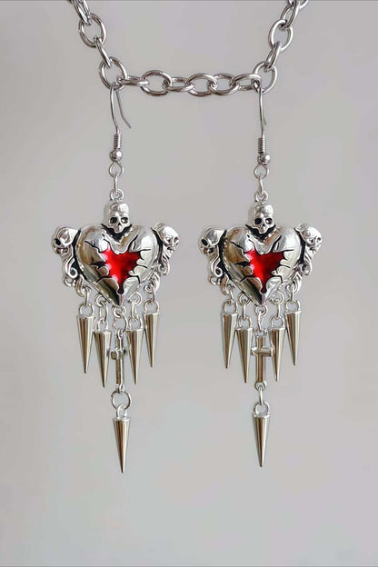 Dark Gothic Thorn Heart Earrings