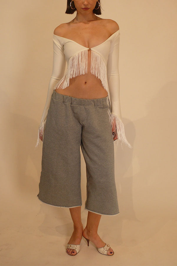 Y2K Long Sleeve Fringe Top