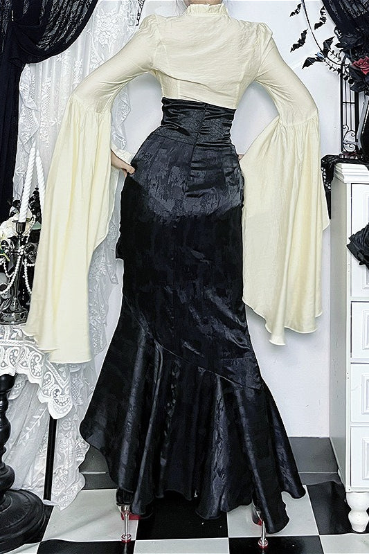 Gothic Halter Cross Backless Skirt