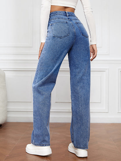 Stretch Washed Fashionable Straight Leg Boyfriend Jeans