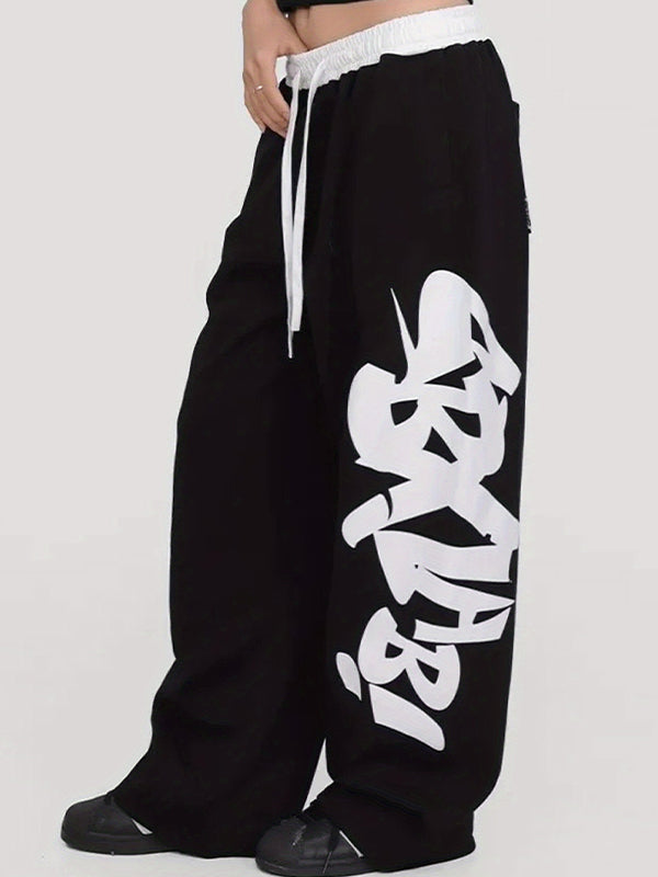 Letter Print Wide Leg Pants