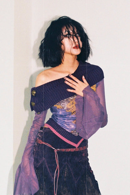 Y2K Off Shoulder Mesh Tank Top