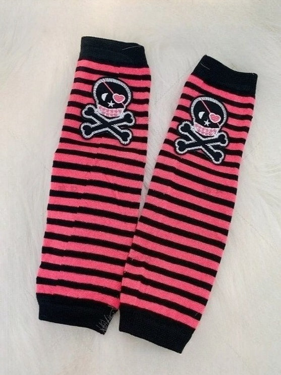 Gothic Punk Striped Fingerless Gloves