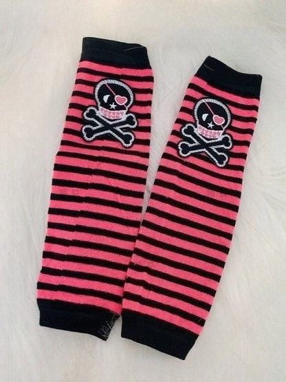 Gothic Punk Striped Fingerless Gloves