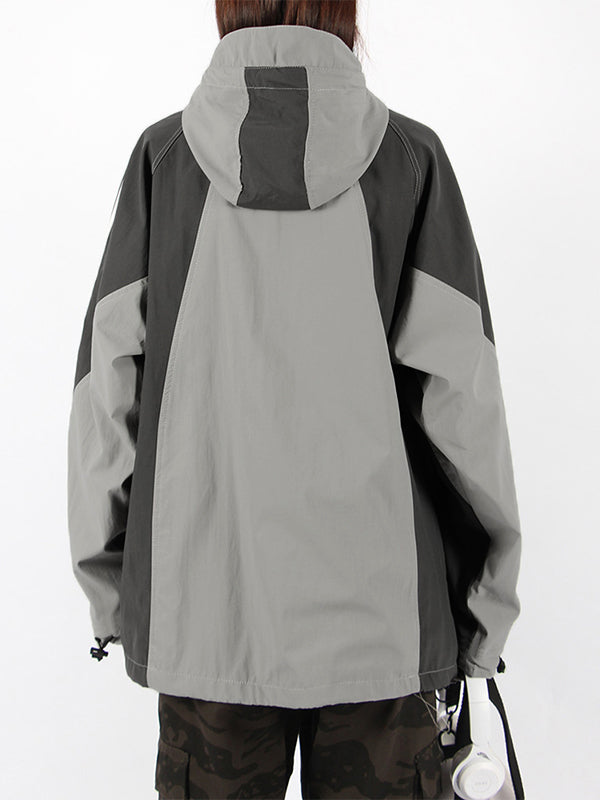 Outdoor Color Block Splice Hooded Jacket
