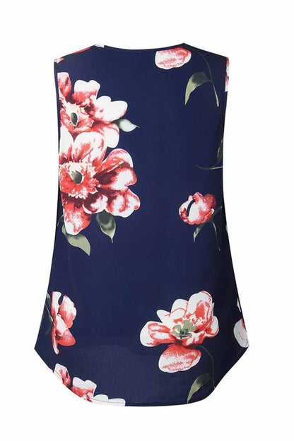Summer Fashion Zipper Design Floral Tank Top