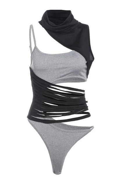 Sexy Lingerie Style Asymmetrical Mesh Top
