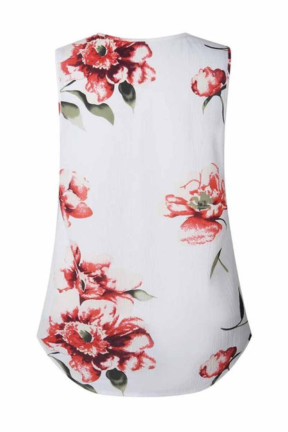 Summer Fashion Zipper Design Floral Tank Top
