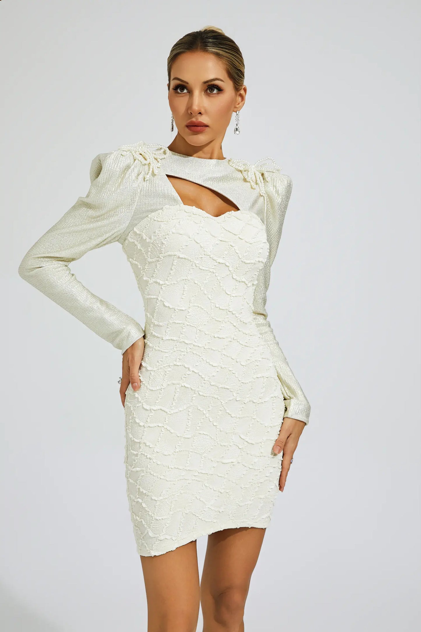 Kenneth White Lattice Patterned Mini Dress
