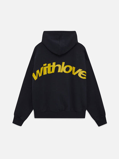 Lettering print loose hoodie