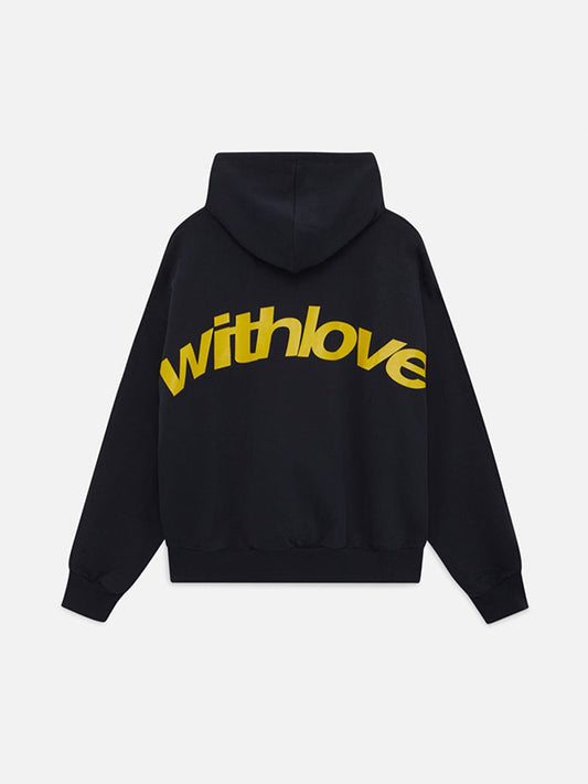 Lettering print loose hoodie