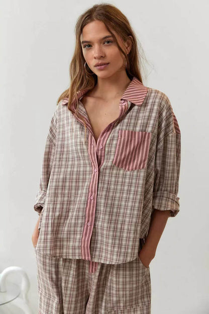 Conjunto de pijama azul cielo con empalme suelto