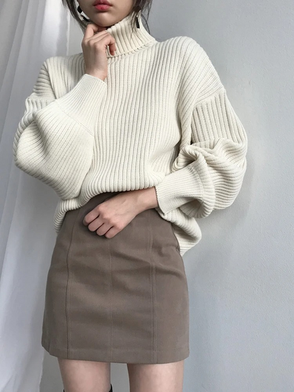 Jersey de cuello alto extragrande con forro grueso para mujer | Ideal para otoño/invierno