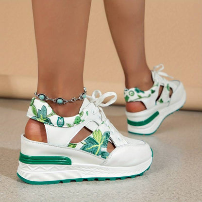 Women’s Stylish Floral Platform Sneakers with Cutout Design | Ideal for All Seasons