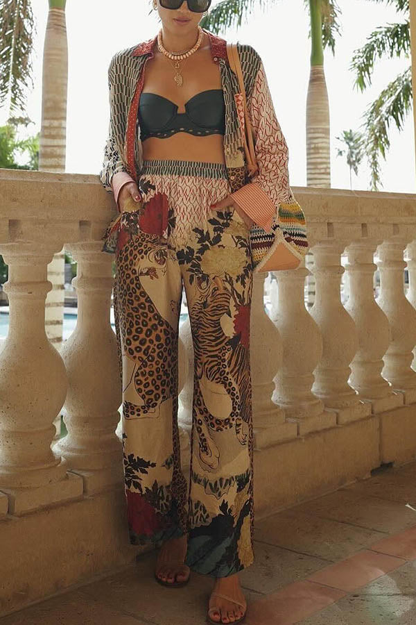 Conjunto casual con estampado de leopardo