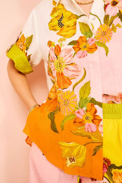 Conjunto de pantalones anchos con bolsillos y cintura elástica con estampado único