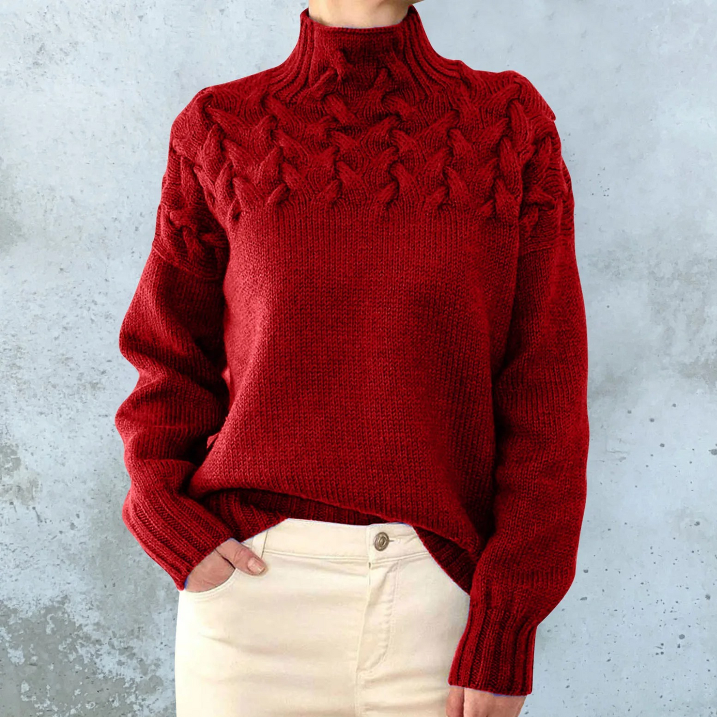 Women's Stylish Cable Knit Turtleneck Jumper | Ideal for Autumn/Winter