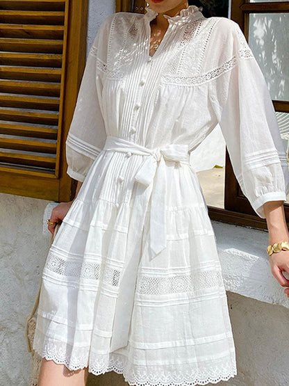 Maria Vacation V-neck Embroidered Dress