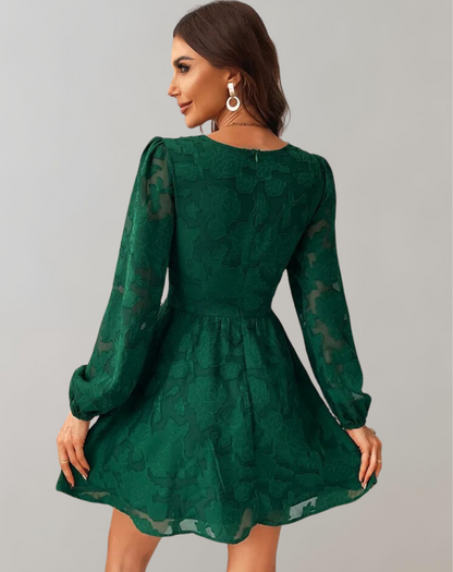 Vestido de cóctel informal de manga larga con escote en V para mujer | Ideal para primavera/verano