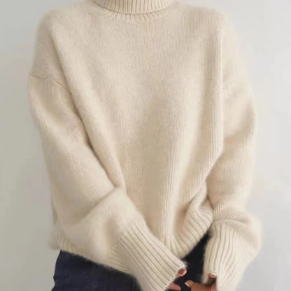 Jersey de punto de cuello alto de corte holgado para mujer | Ideal para otoño/invierno