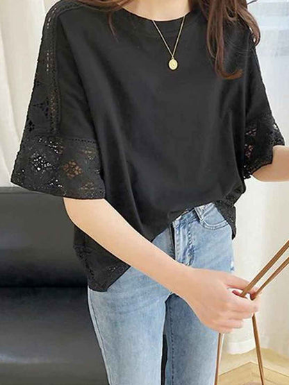 Kaitlyn Loose Crew Neck Solid Color Top