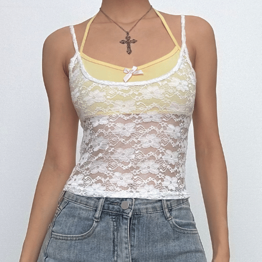 Halter lace bowknot 2 piece top  | Festival Outfits Women